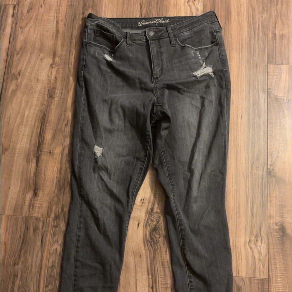 Women's Distressed Black Jeans
